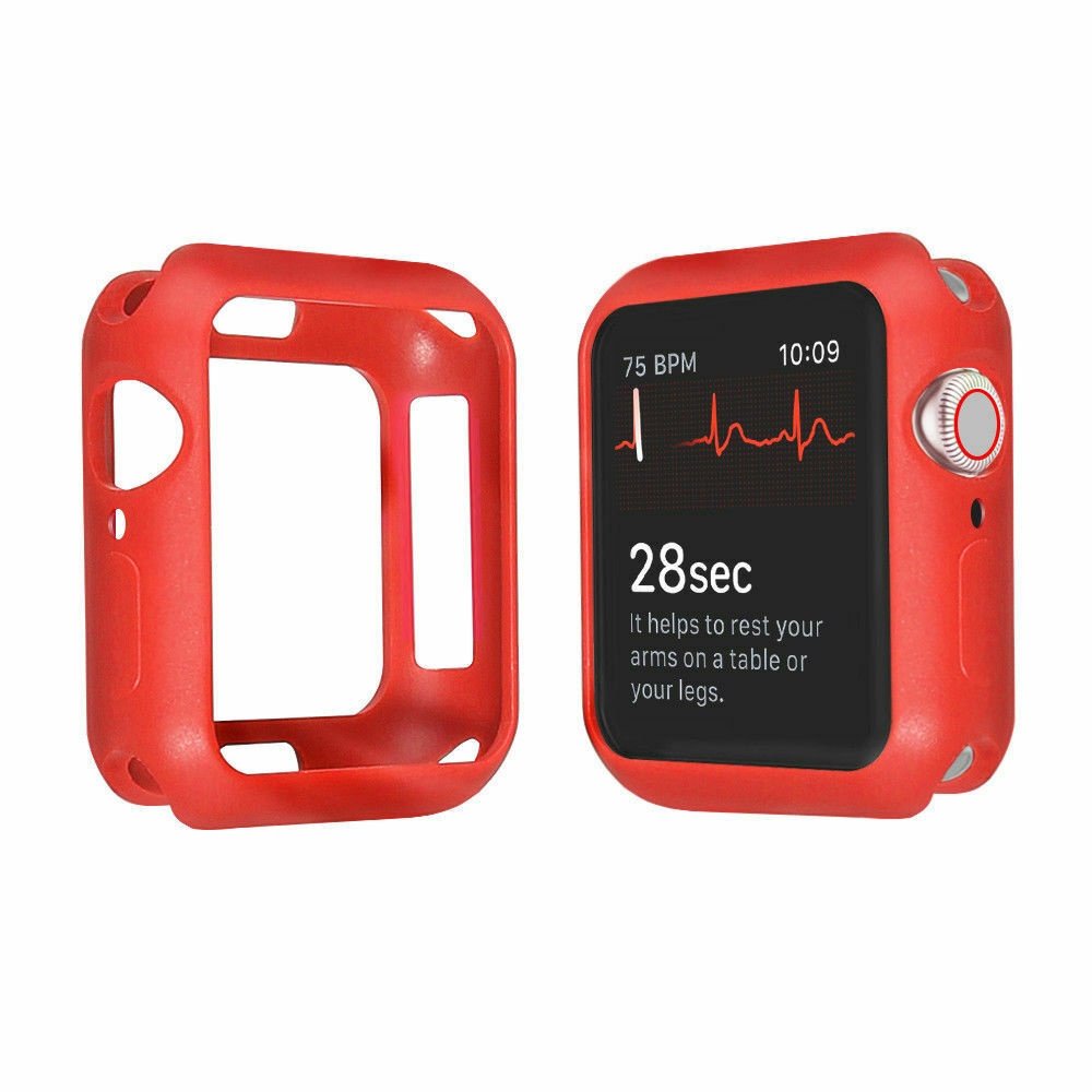 For Apple Watch Series 4 3 2 1 Bumper Silicone Protector Case Cover 38/40/42/44mm red_38mm