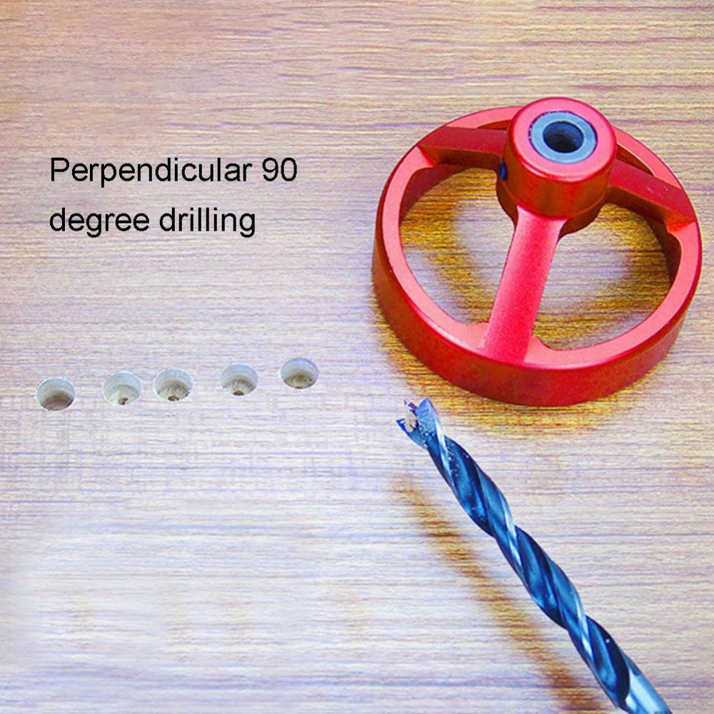 Drill Guide 6/7/8/9/10mm Bit Hole Puncher Locator Jig Hinged Opener Woodworking Tools Red - Image 2