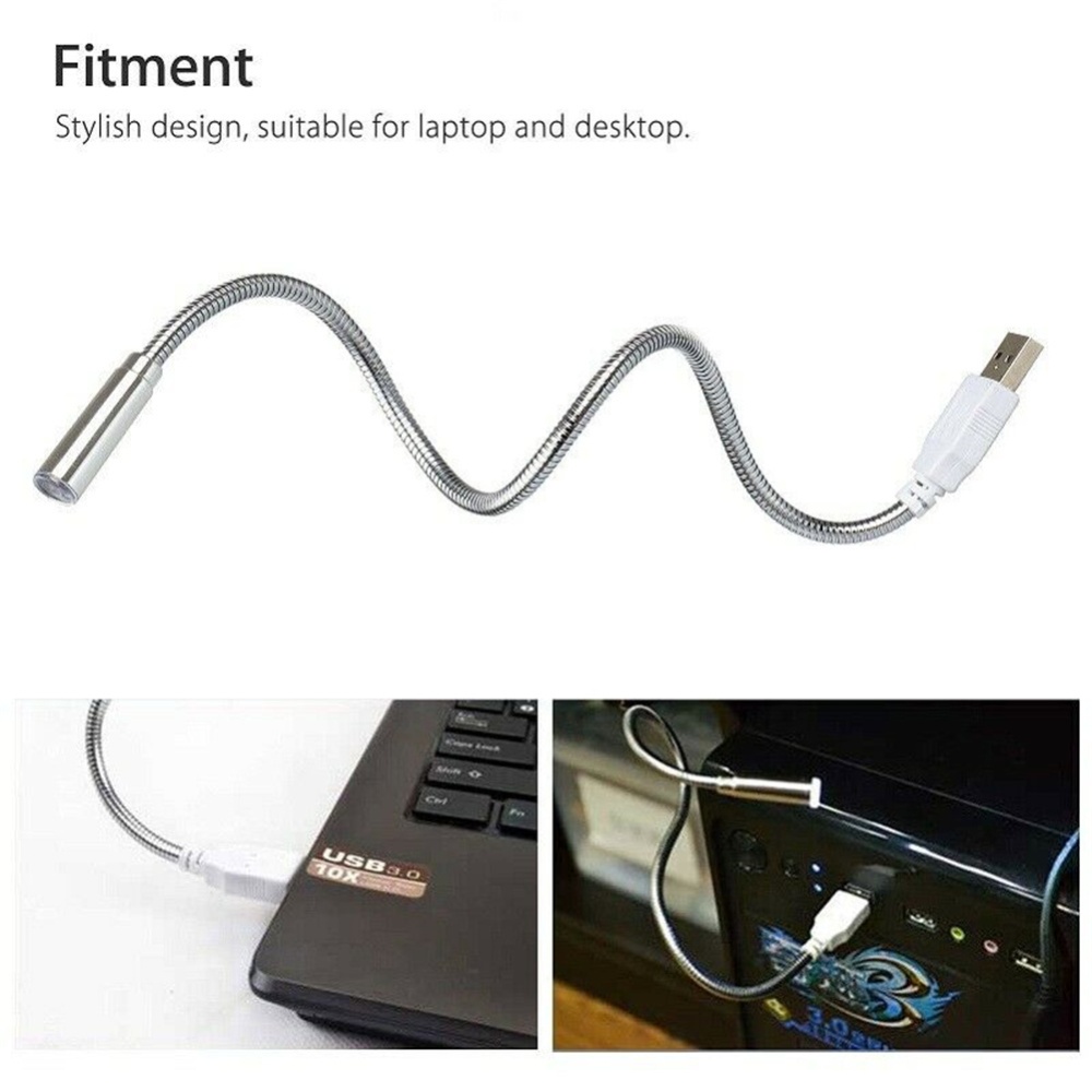 Metal Usb Led Night Light Convenient 360 Degree Rotation Lightweight Portable High-brightness Desk Lamp For Laptop Desktop Silver - Image 2