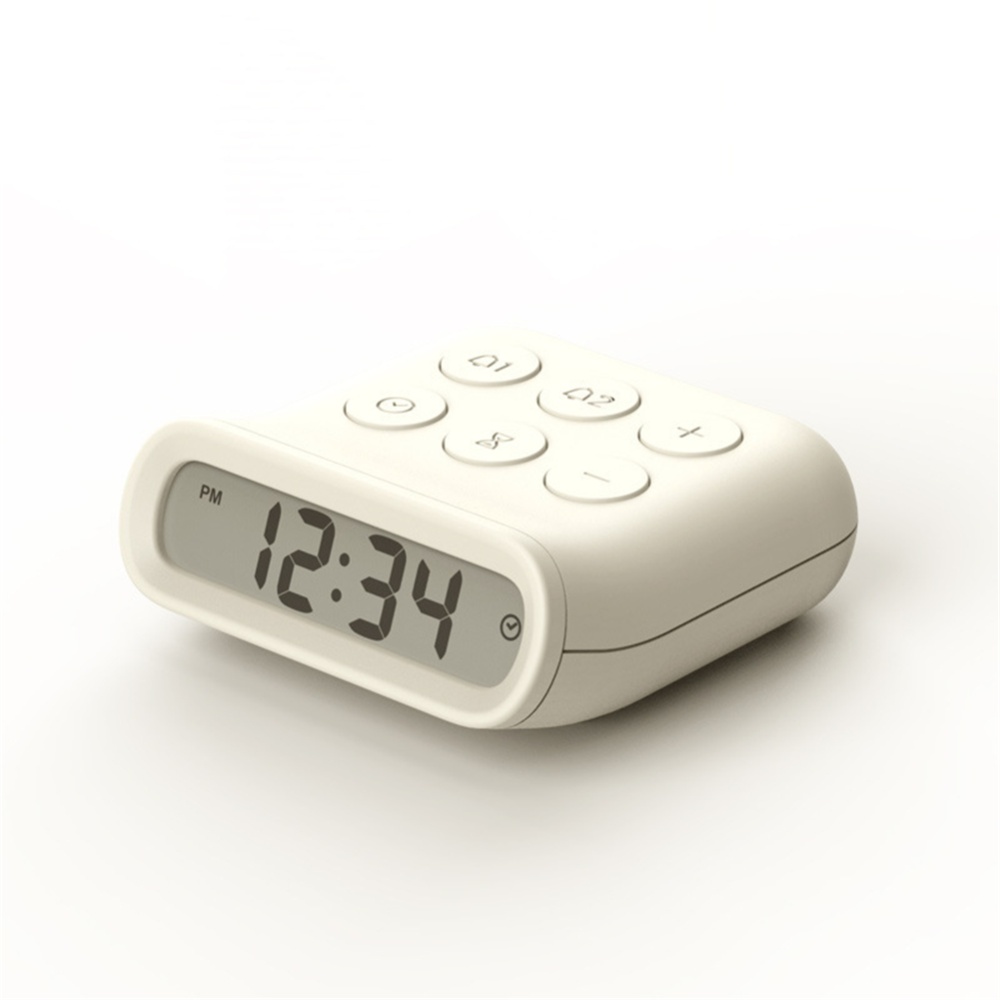 Mini Alarm Clock With Lcd Luminous Household Electronic Silent Timer For Make Up white