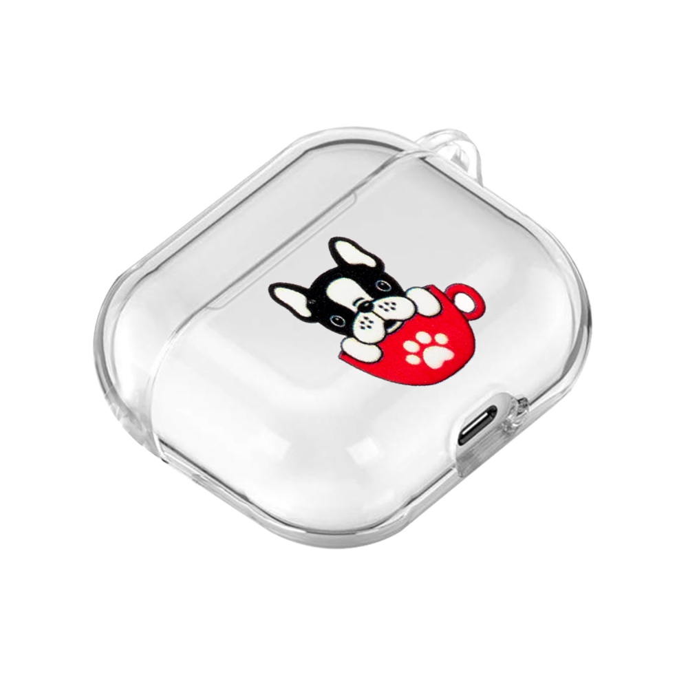 For AirPods 1/2 Headphones Case Portable Clear Cute Earphone Shell with Metal Hook Overall Protection 6 teacup cat - Image 3