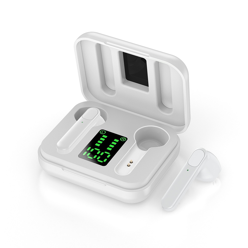 Mini Bluetooth 5.0 Wireless Headset Rechargeable Stereo Sports Earbuds white