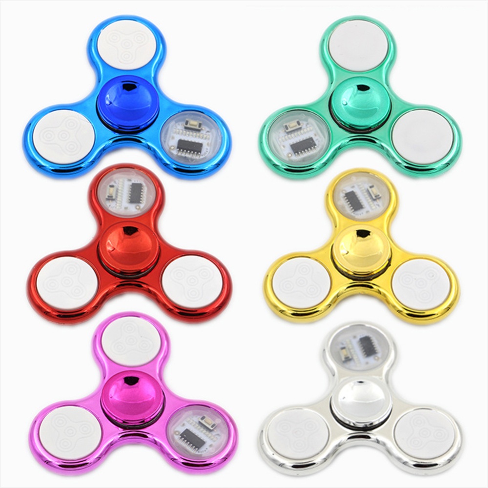 Fingertip Spinner Toy Metal Led Light Flashing Finger Hand Anxiety Stress Reducer Golden - Image 2