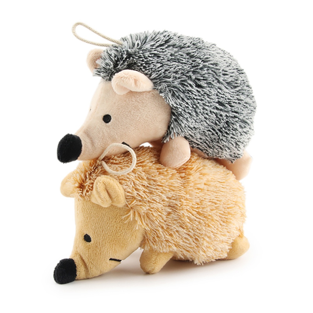 Dog Plush Squeaky Hedgehog Toys Interactive Training Chew for Small And Medium Dogs Brown - Image 2