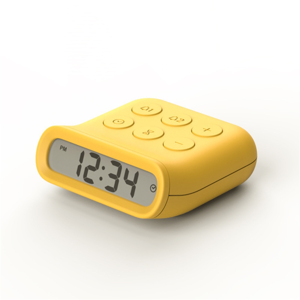 Mini Alarm Clock With Lcd Luminous Household Electronic Silent Timer For Make Up yellow