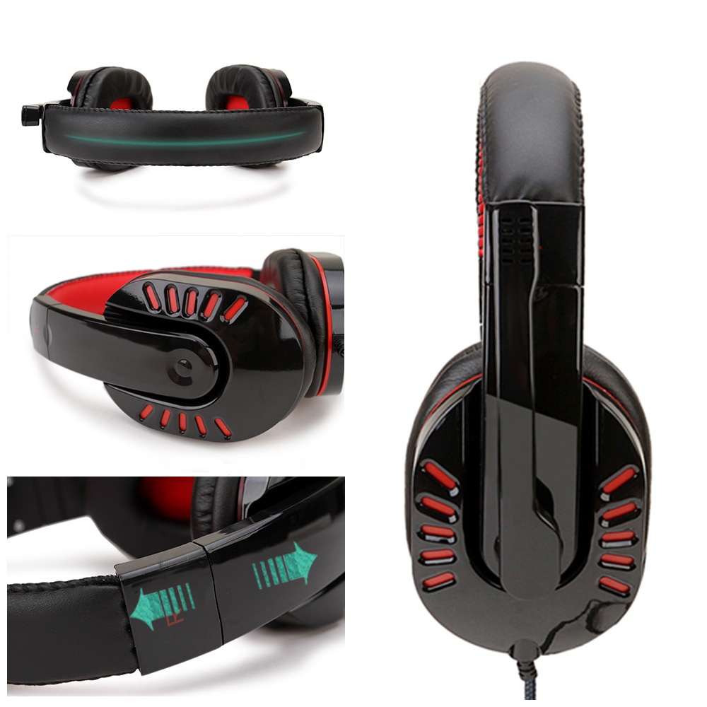 SY755MV Fashion Wired Gaming Headset Earphone for Computer black and red PC does not shine headphones with packaging - Image 2