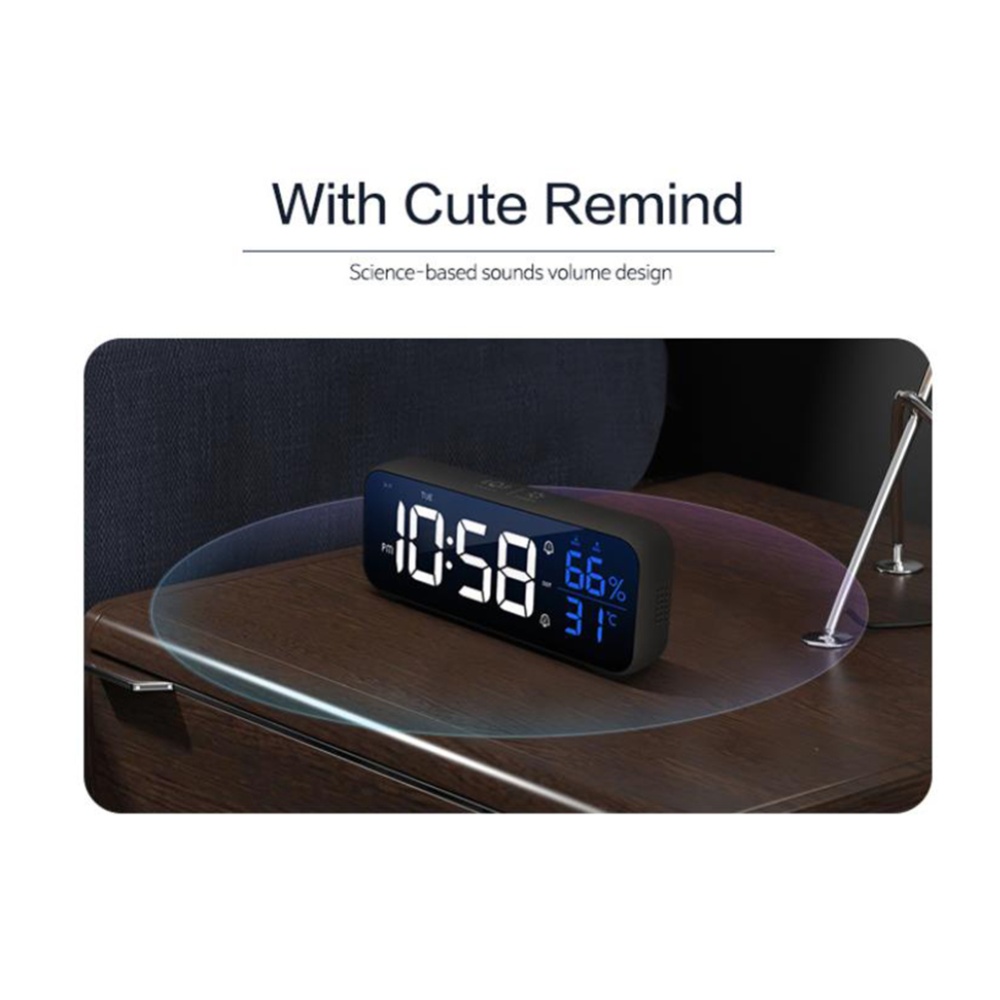 Led Digital Alarm Clock 12 24 Hour Adjustable Volume Brightness Mirror Clocks for Bedroom Home Office White - Image 3