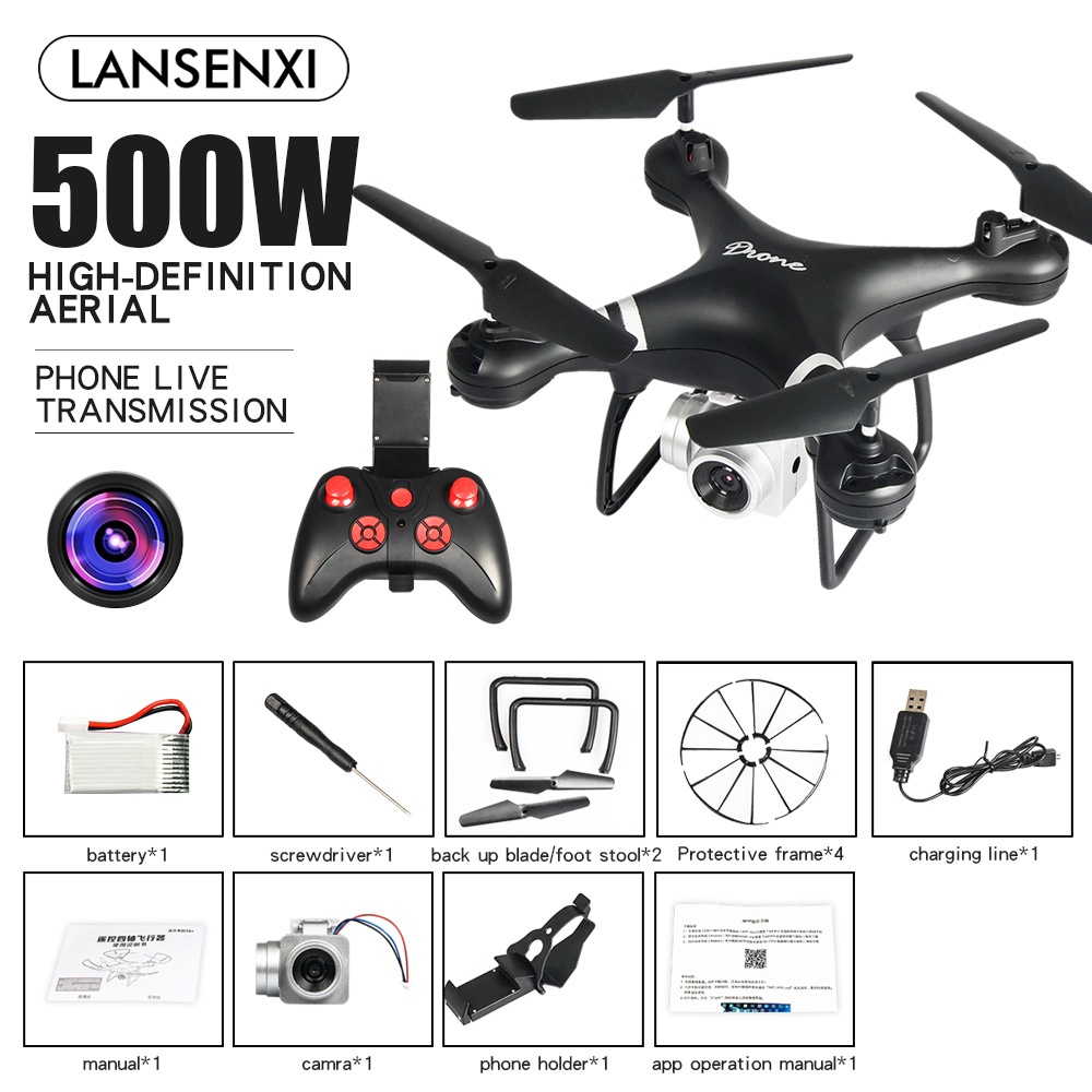 LF608 Wifi FPV RC Drone Quadcopter with 0.3MP/2.0MP/5.0MP Camera Get the Longer Playing Time Black 5MP - Image 2