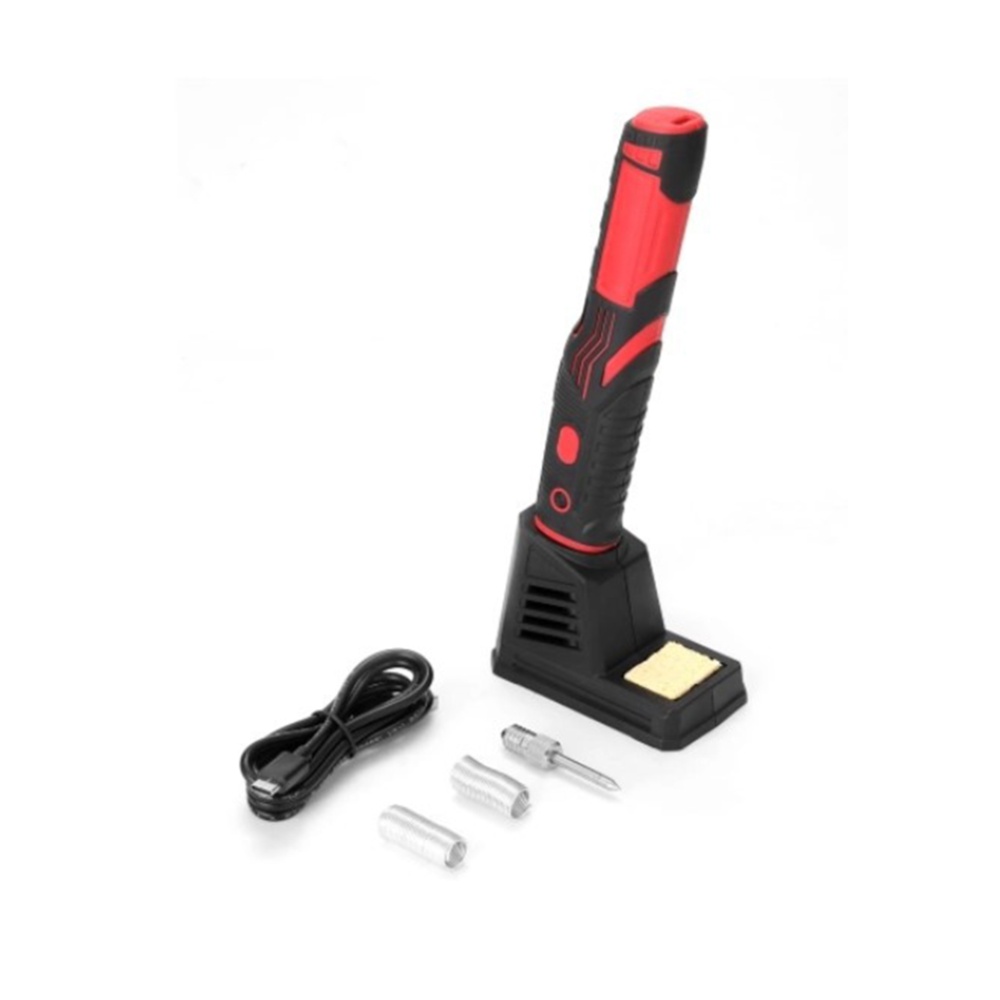 Usb Portable Radio Soldering Iron Rechargeable Lithium Battery Kit Household Electric Tool Black red_Lithium battery electric soldering iron