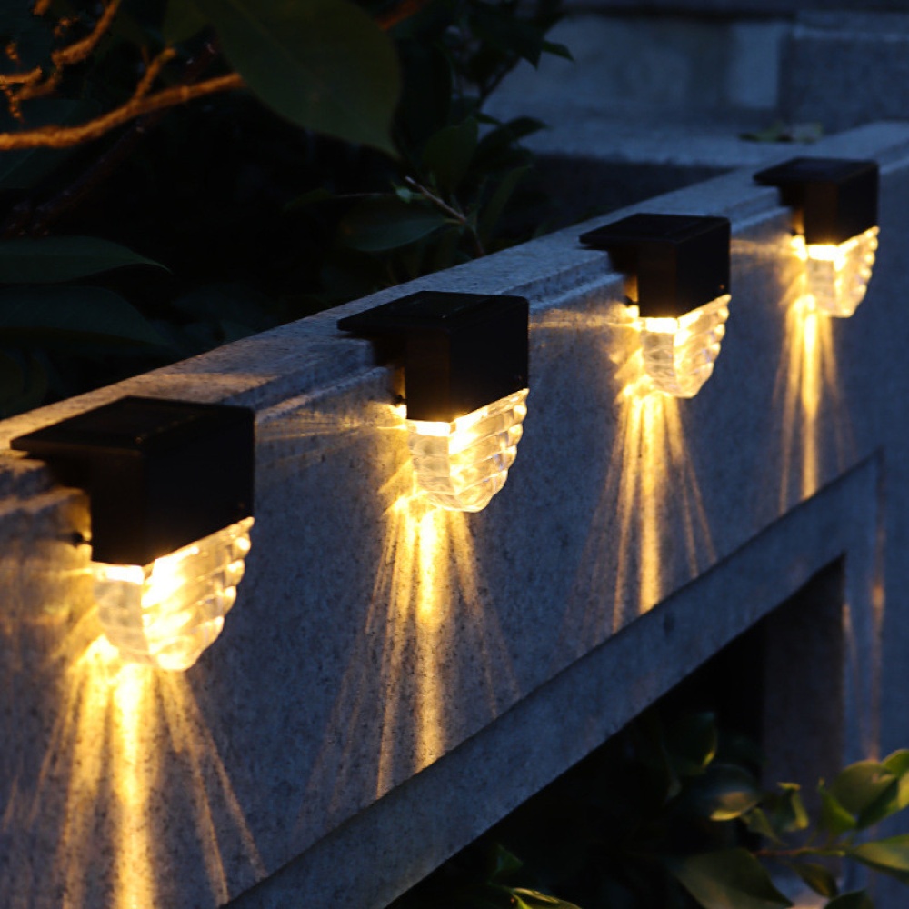 4PCS LED Solar Lights Path Stair Outdoor Light Step Lamp Wall Landscape Nightlight Warm color + colorful - Image 2