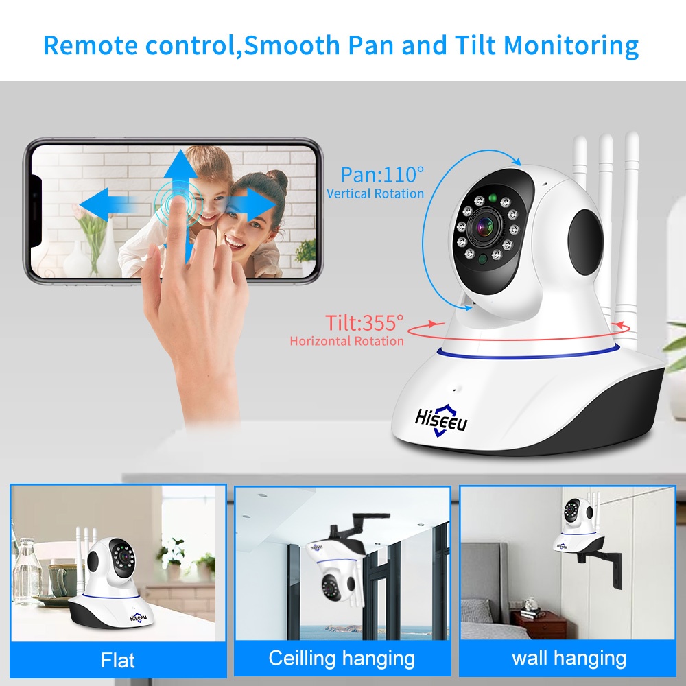 Home Security 1080P 3MP Wifi IP Camera Audio Record Memory Card P2P HD CCTV Surveillance Wireless U.S. regulations - Image 4