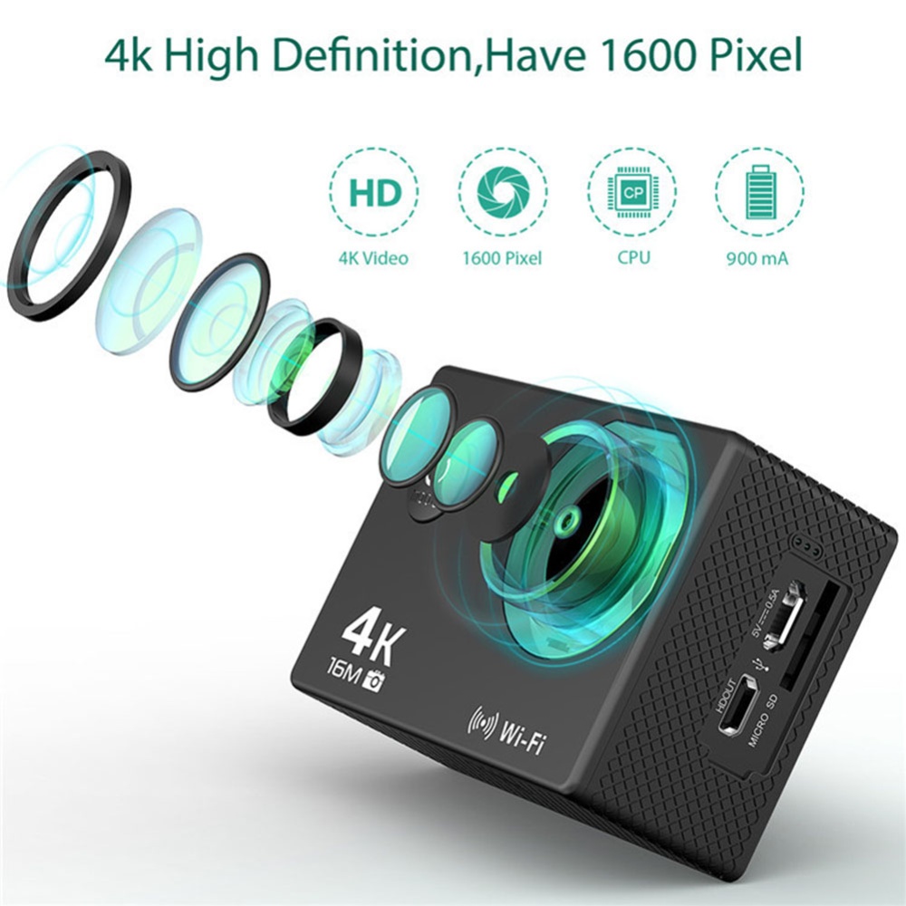 Caméra d'action HD 4K WIFI Bleu - Image 4