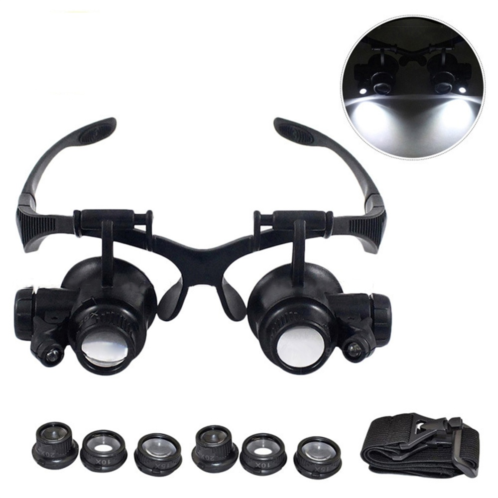 10x 15x 20x 25x Led Lamp Head-mounted Magnifying Glass Antique Jewelry Identification Clock Repair Magnifier - Image 2