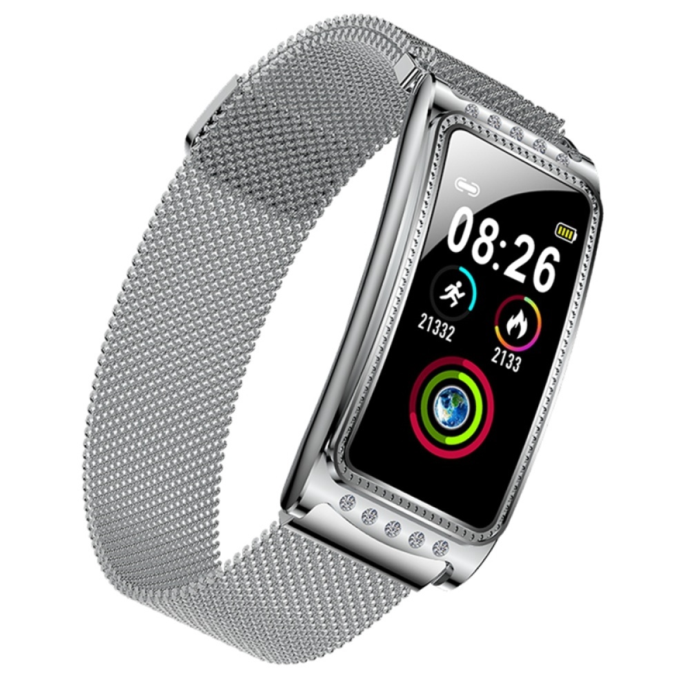 F28 Smart Watch Sport Fitness Heart Rate Blood Pressure Oxygen Female Physiological Period Reminder Bracelet Silver grey - Image 2