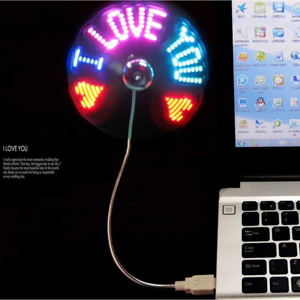 Usb Fan Led Rgb Light Programmable Fans Flexible Gooseneck Diy Message Mini Cooling Cooler For Pc Laptop Notebook USB - Image 4