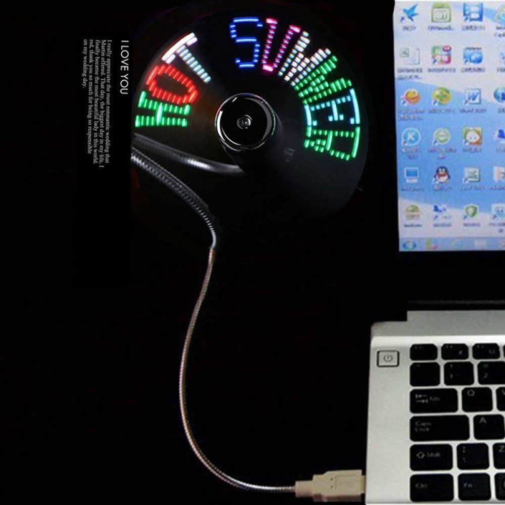 Usb Fan Led Rgb Light Programmable Fans Flexible Gooseneck Diy Message Mini Cooling Cooler For Pc Laptop Notebook USB - Image 2