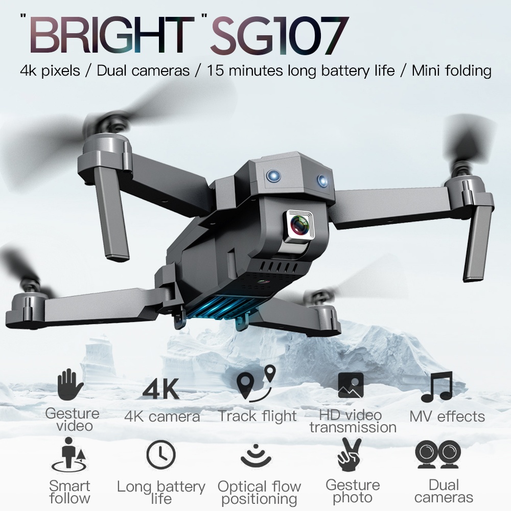 Sg107 Folding Drone 4K HD Aerial Optical Flow Remote Control Plane Quadcopter Flying Across Mini Single camera without storage bag - Image 2