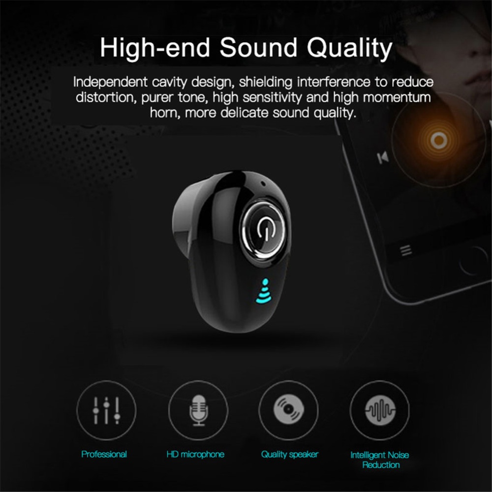 S650 Bluetooth Headset Mini Wireless In-ear Invisible Earbuds Handsfree Stereo with Mic for All Smart Phone Rose gold - Image 2