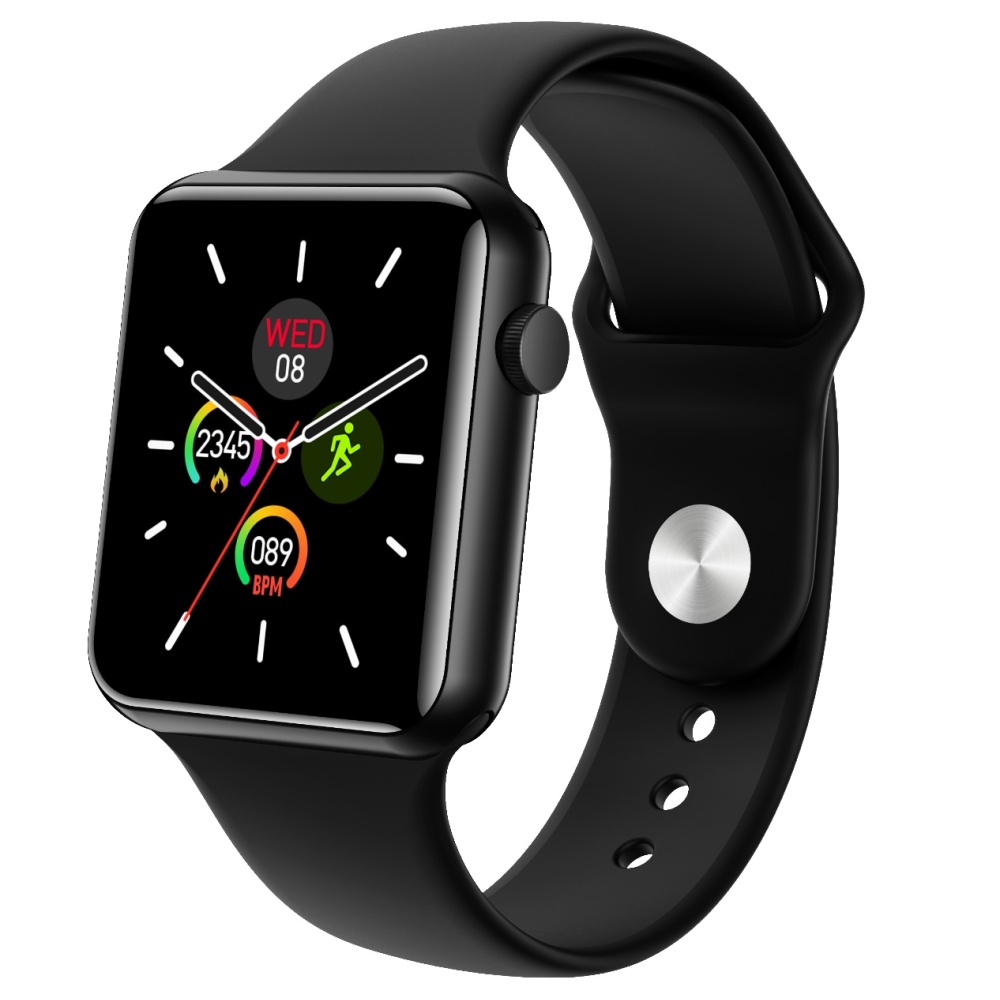 P10 1.3 Inch Square Dial Full Touch Screen UI Color Smart Bracelet Heart Rate Blood Pressure Wristwatch black