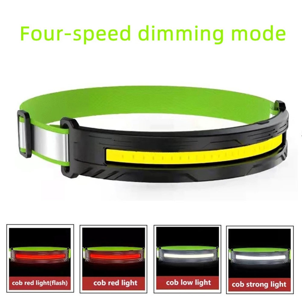 Outdoor Led Headlamp Waterproof Portable 4 Level Strong Light Night Running Fishing Camping Cob Headlight Cyan - Image 2