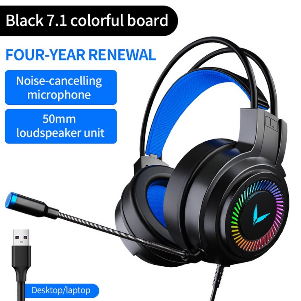 Gaming Headset Surround Sound Stereo Wired Usb Microphone Colorful Lighting Black 7.1USB version