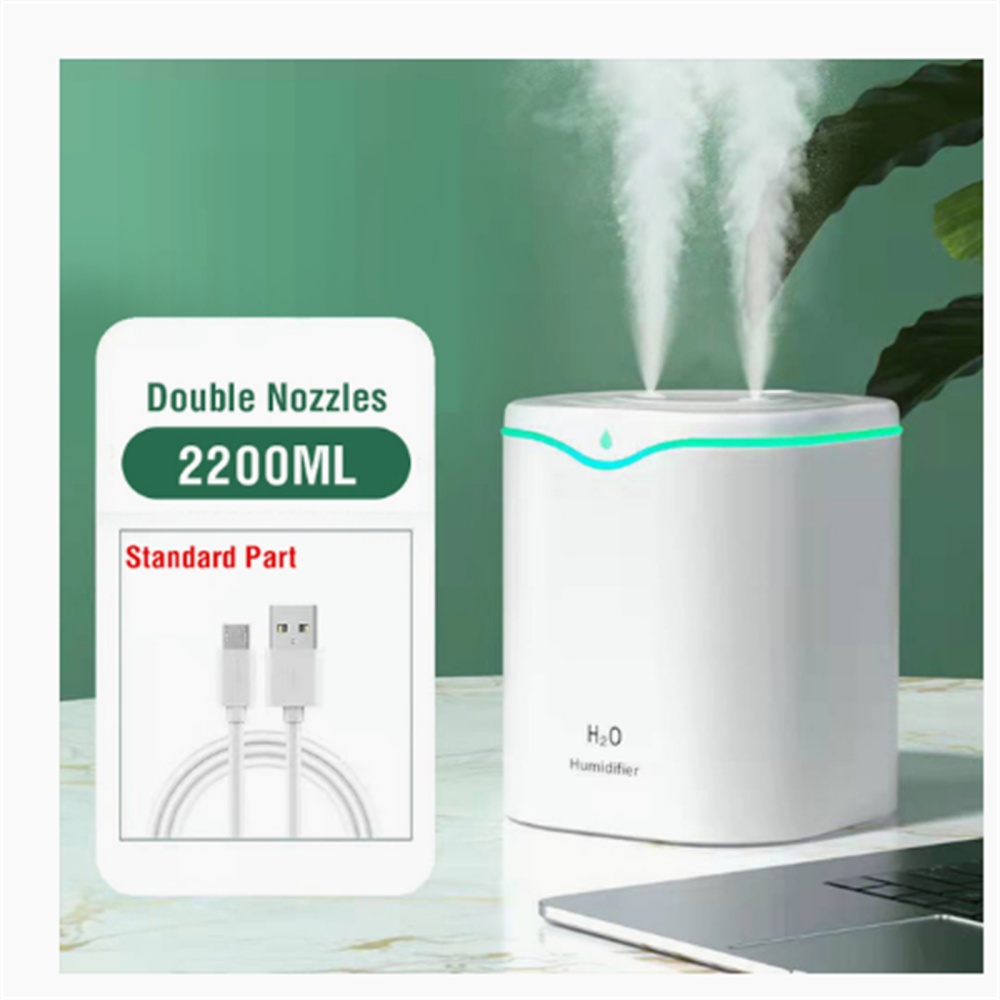 2200ml Double Spray Air Humidifier Ultrasonic Essential Oil Diffuser with Water Tank White - Image 2