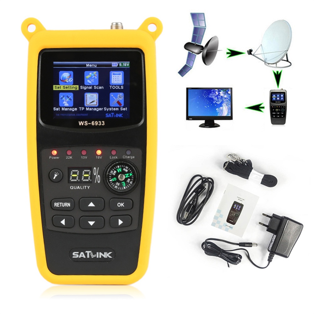 Satlink Ws-6933 Digital Satellite Finder 2.1-inch Lcd Display Screen Dvb-s2 Probe Meter Support Disseqc 1.0/1.1 And 22khz Tone US plug - Image 2