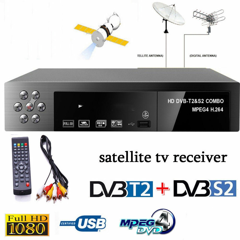 Smart Digital Satellite TV Receiver DVB-T2+DVB-S2 FTA 1080P Decoder Tuner MPEG4 EU plug