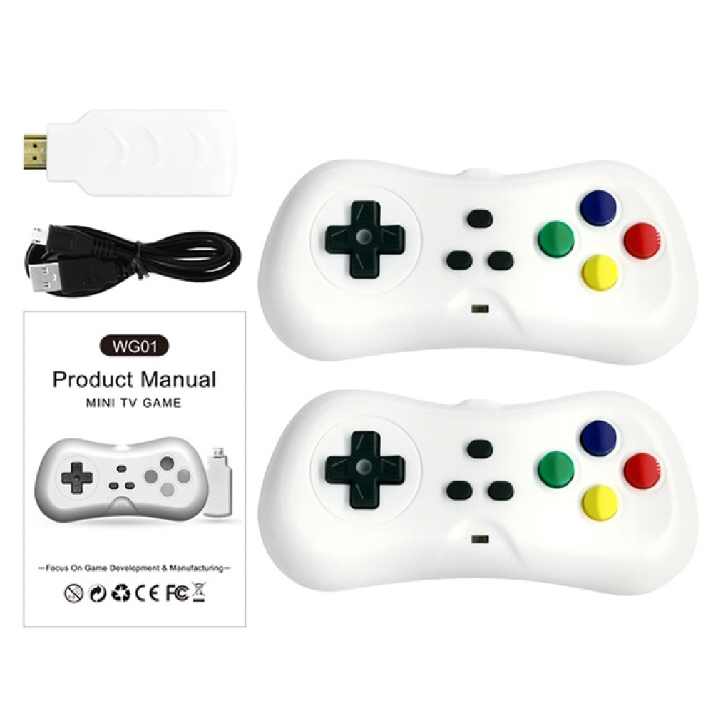 HD TV Video Game Console Built-in 638 Games Dual Players Infrared Connection Wireless Controller white