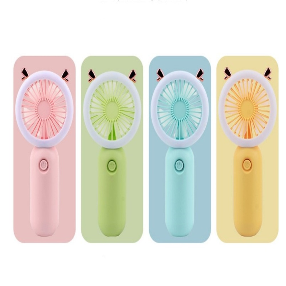 Portable Mini Fan Usb Rechargeable Handheld 3 Speeds Cooling Night Light Random Color deer - Image 3