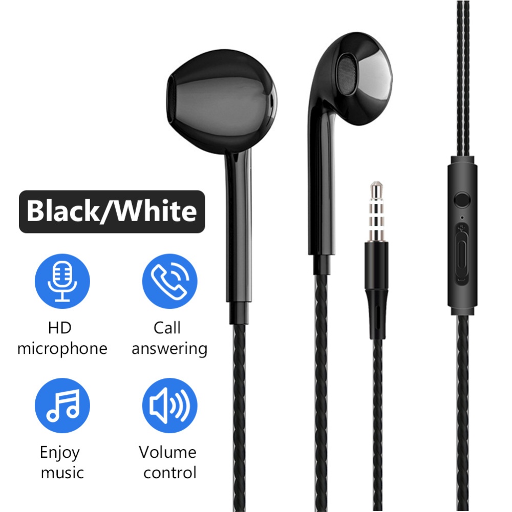 Earphone Universal In-ear Stereo Subwoofer In-line Type Wired Headset (with Microphone) Black - Image 4