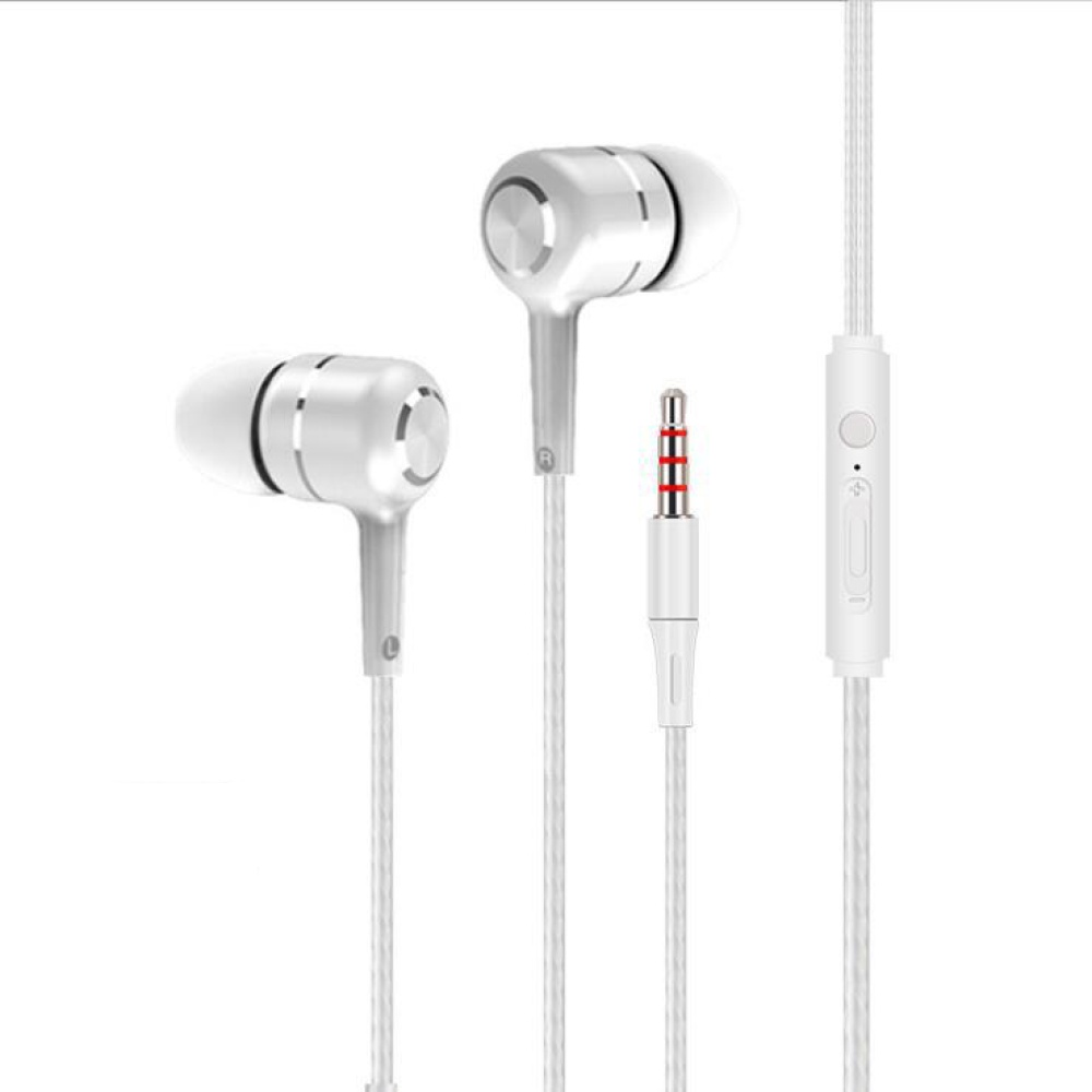 Hifi Universal Headphone Smart Call In-ear Mobile Phone 3.5mm Interface Headset White