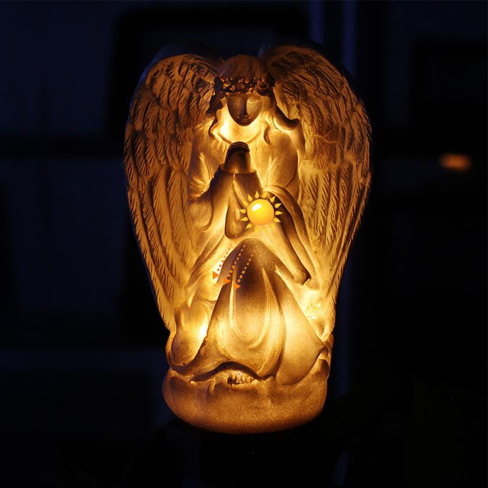 Solar Floor Lamp Resin Angel Shaped Landscape Light Waterproof Outdoor Led Garden Lawn Decoration White - Image 3