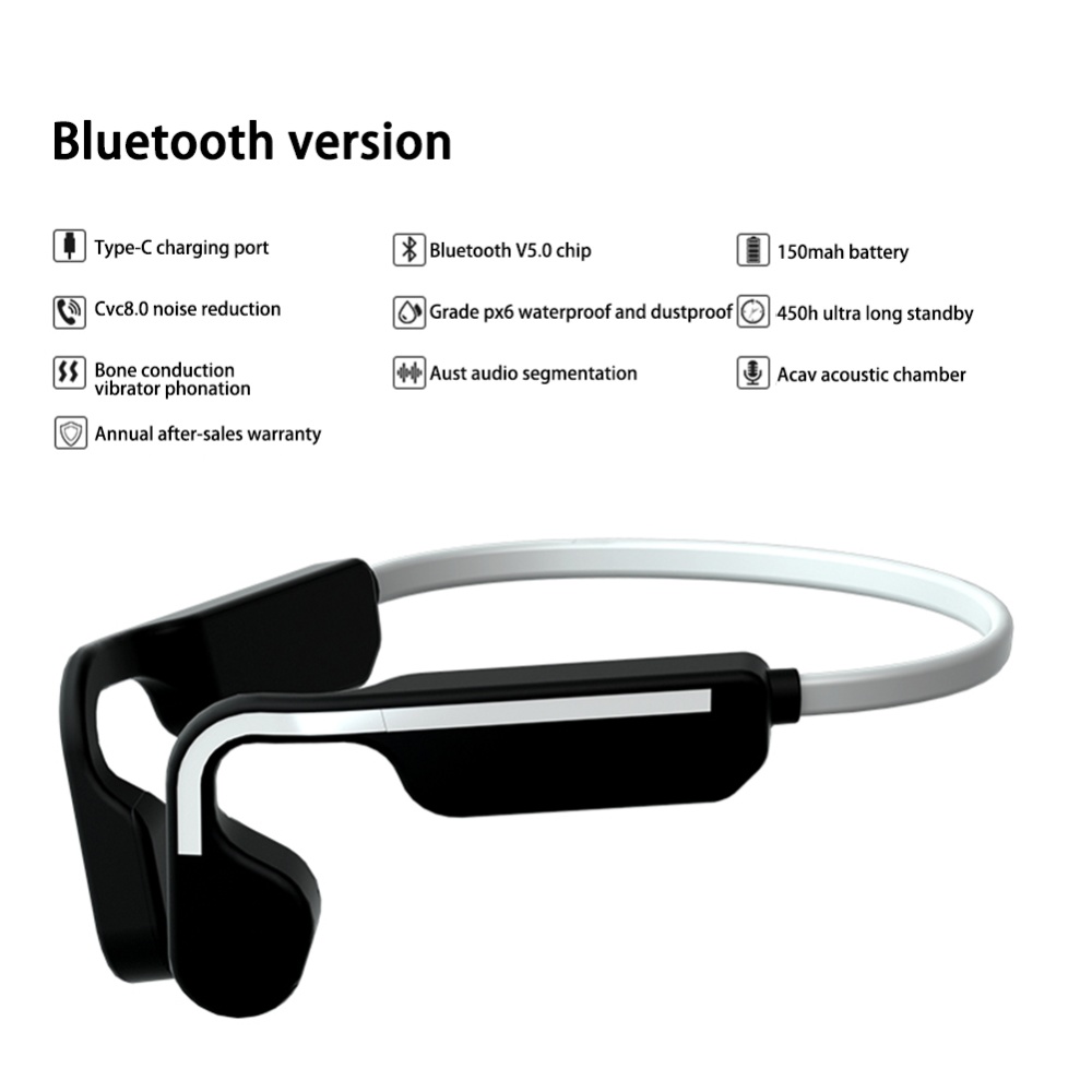 G11 True Bone Conduction Bluetooth-compatible Headset Wireless Sports Earphone Waterproof Ear-mounted Headphones With Microphone silver blac