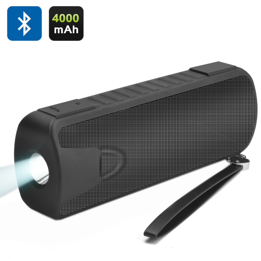 Haut-parleur, lampe de poche et puissance (noir)