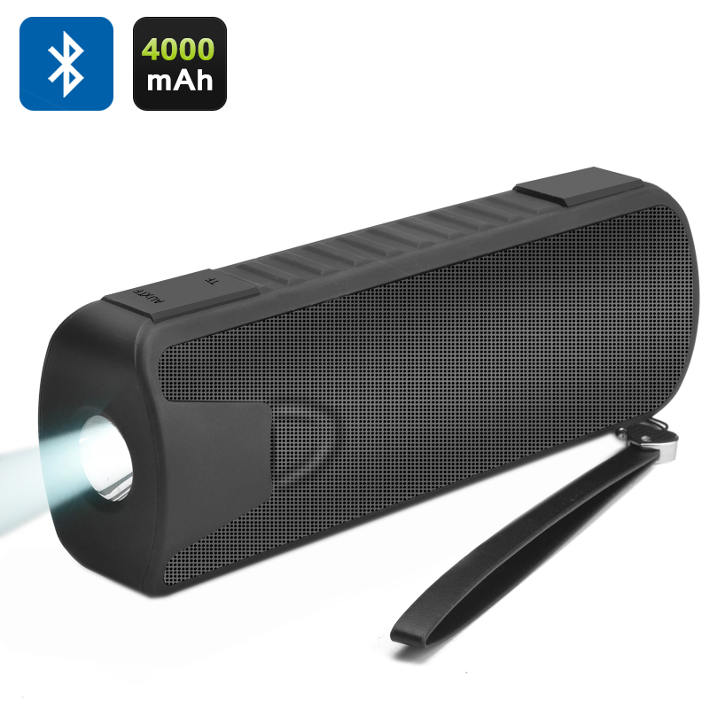 Haut-parleur, lampe de poche et puissance (noir)