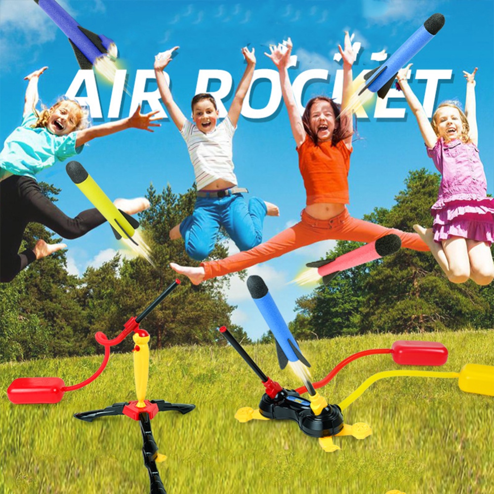 Kids Air Pressed Stomp Rocket Pedal Games Outdoor Sports League Launchers Step Pump Skittles Children Foot Family Game Toy Double rocket lau - Image 2