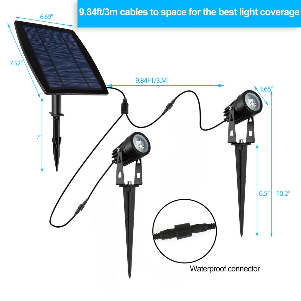 Led Twin Solar Spot Lights 1000lm IP65 Waterproof Super Bright Automatic on off Spotlight - Image 3