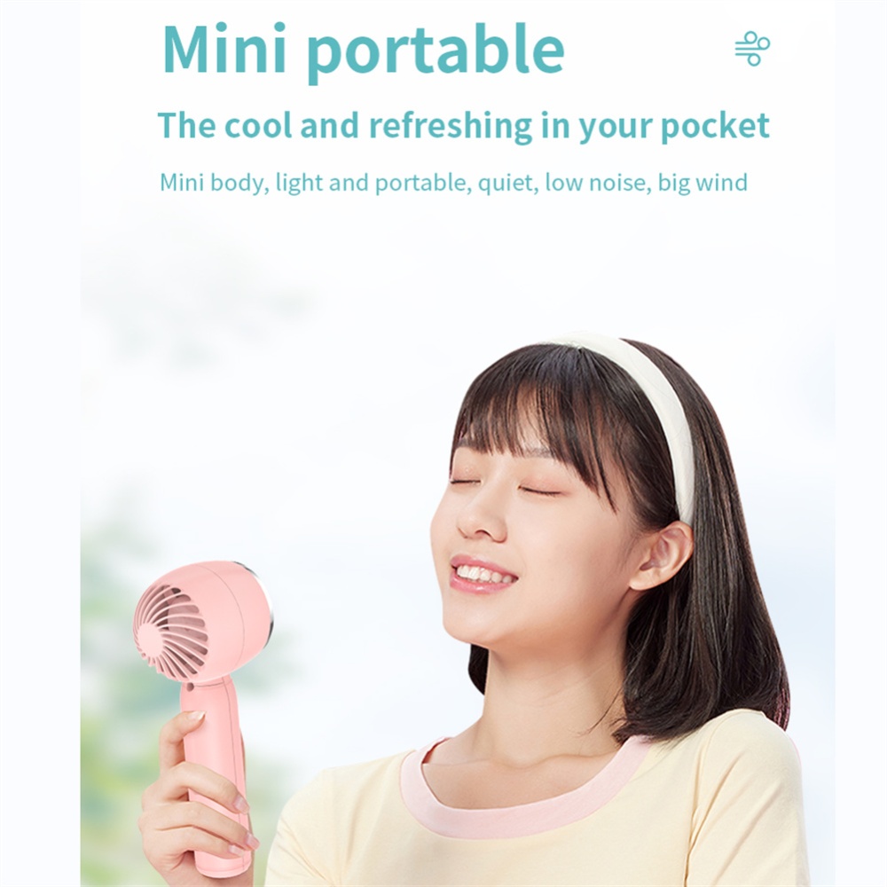 Portable Handheld Fan 2000mah USB Rechargeable High-speed Mini Desktop White - Image 3