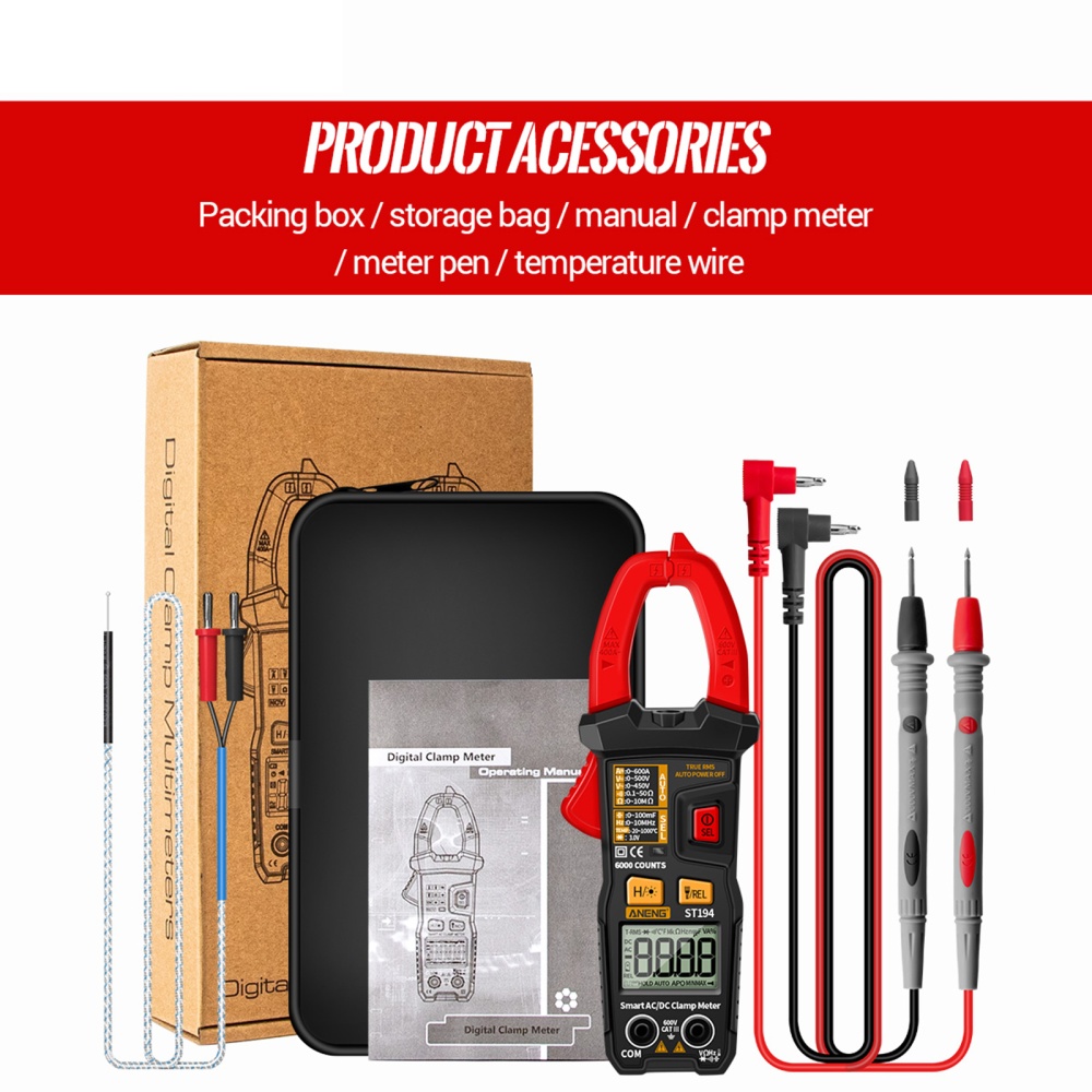 ANENG St194 Digital Clamp Meter 200A DC current Tester 600v Voltage Ammeter Trms 6000 Counts Capacitance Multimeter - Image 2