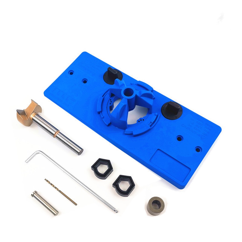 35Mm Concealed Hinge Drilling Jigs Hole Saw Jig Guide Locator Blue