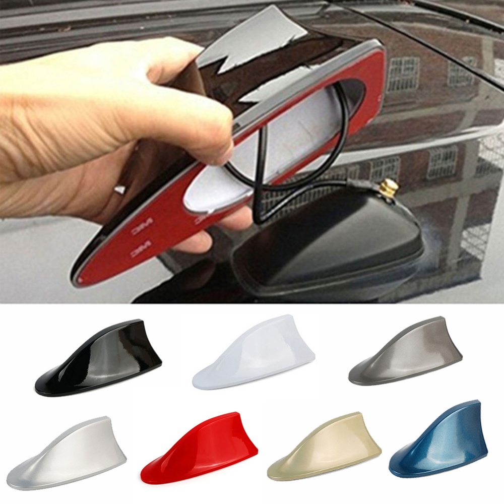 Car Decoration Shark Fin Antenna With Signal For Radio Roof Tail Free Punching black - Image 4