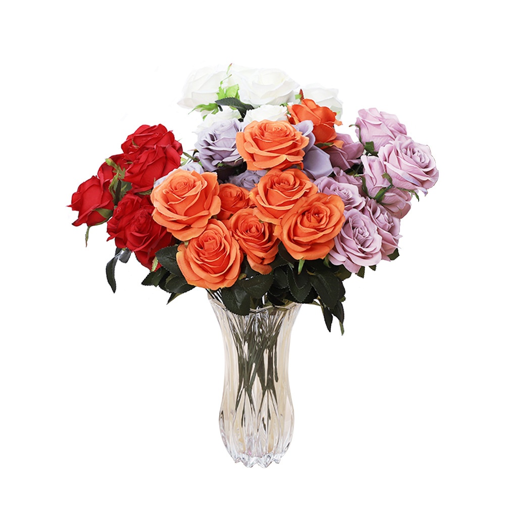 Artificial Rose Flower Bouquet with 10 Heads for Home Decor Wedding Props Orange - Image 2