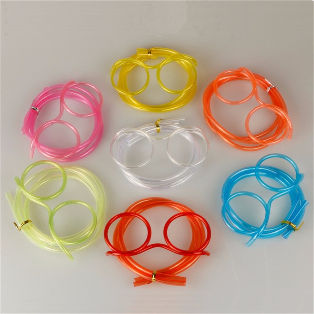 Creative Funny Glasses Straw Novelty Eye Style Reusable Loop Drinking Blue - Image 3