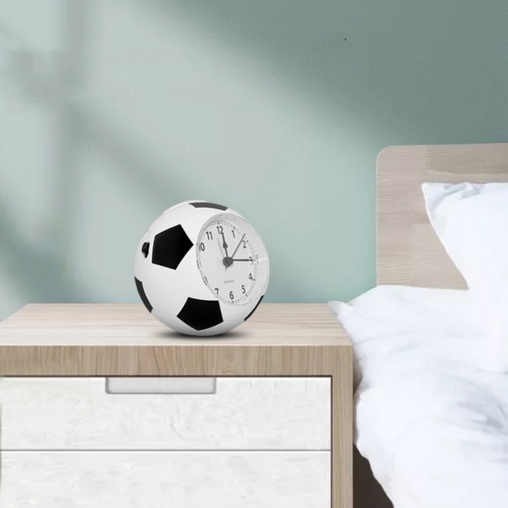 Portable Cartoon Alarm Clock Football Shape Design Mute Desktop for Student Kids Children White - Image 3