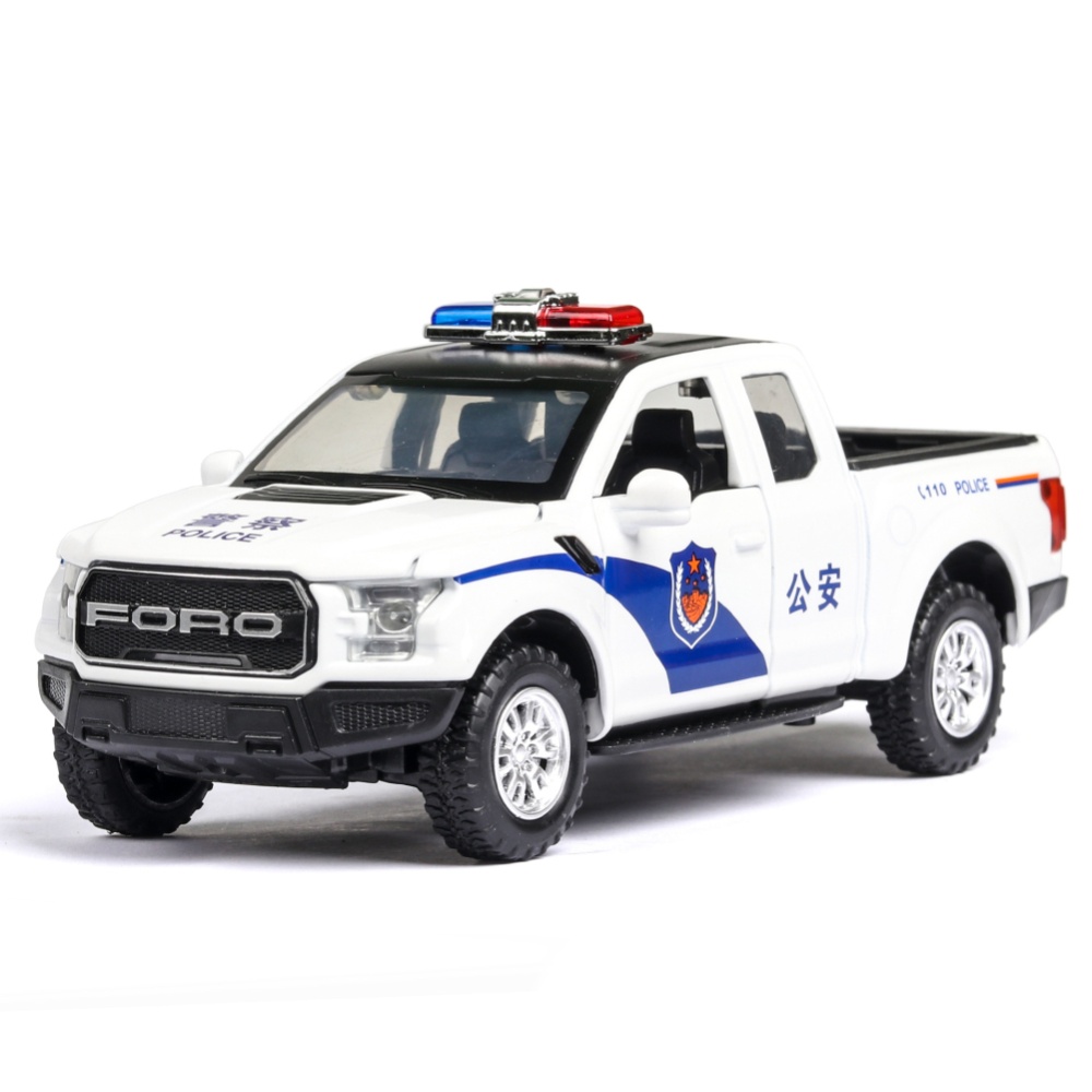 F150 Simulation 1:32 Open Door with Sound Light Off-Road Alloy Police Car Model Toys black - Image 2