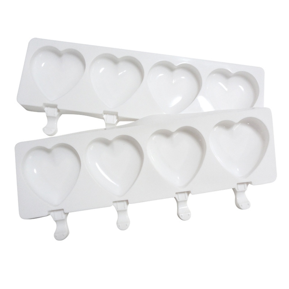 Silicone 4 Grove Heart Shape Ice Cream Mold Household Shaper white