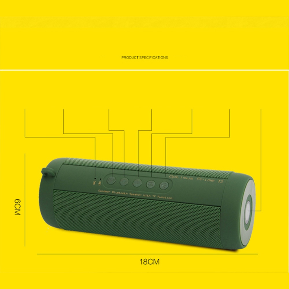 Outdoor Portable Speaker Subwoofer Waterproof Wireless Bluetooth-compatible green - Image 2