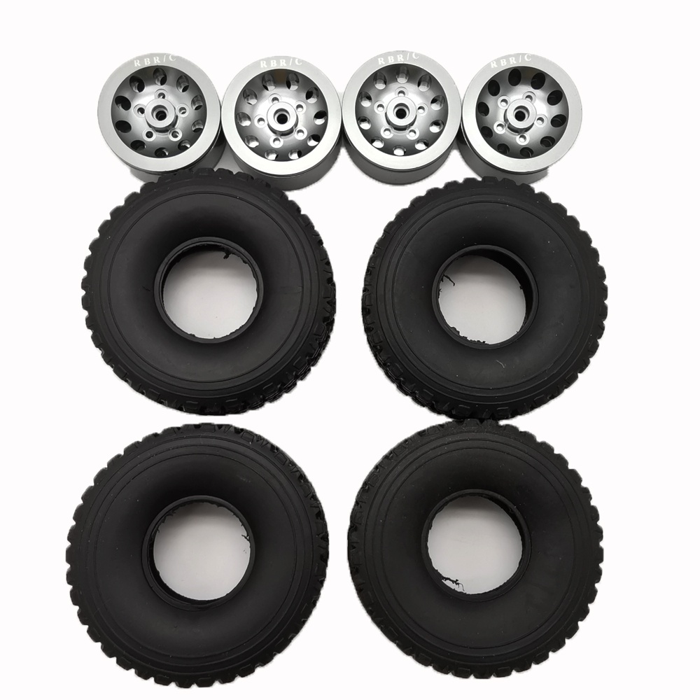 4pcs Mn Model Metal Clamping Pressure Tire Beadlock Wheel Rim & Rubber Tires Set For Wpl 1/16 Mn45 D90 91 96 99 99s 99a 1/12 Rc Car Silver_4 - Image 2