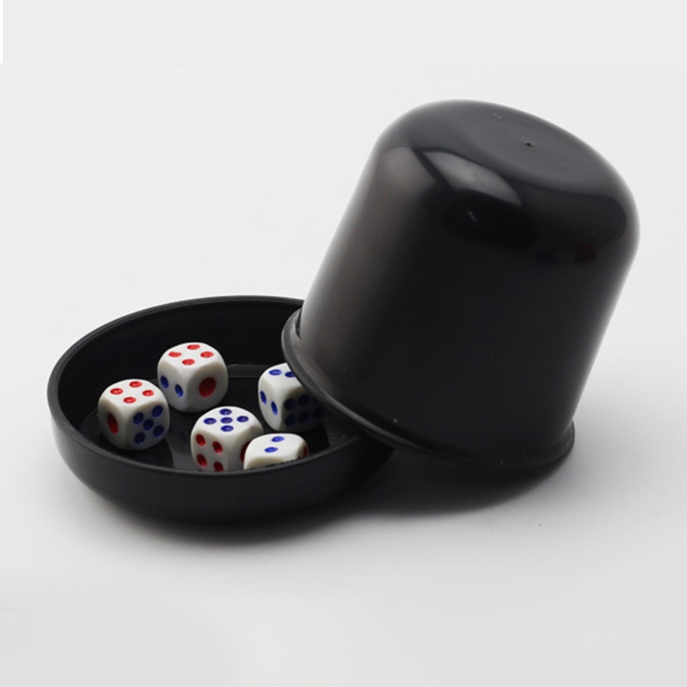 5 Pieces Dices With 1 Dice Cup Board Game Gambling Set black - Image 2